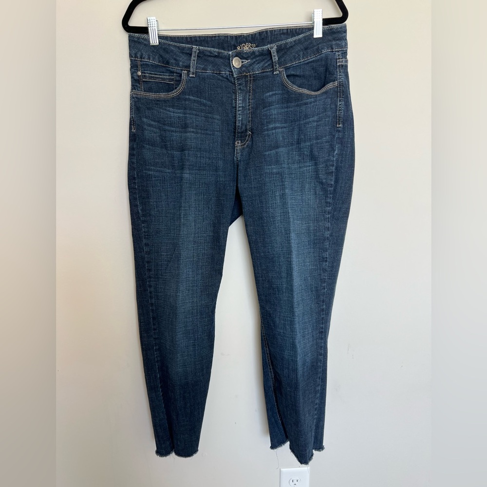 Riders by Lee Womens Dark Wash Raw Hem Straight Leg Jeans Size 14 Medium 13027A8